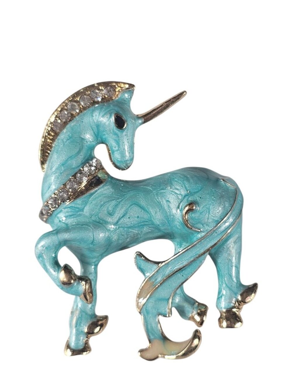 Hot Blue Enamel Crystal Unicorn Horse Holiday gifts Pendant &Necklace